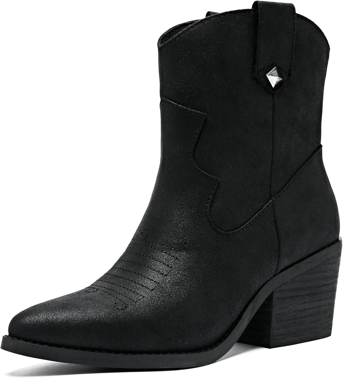 Women's Cowboy Ankle Boots Western Cowgirl Chunky Heeled Booties Classic Casual Comfortable Low Mid Heel Short Boots for Women.