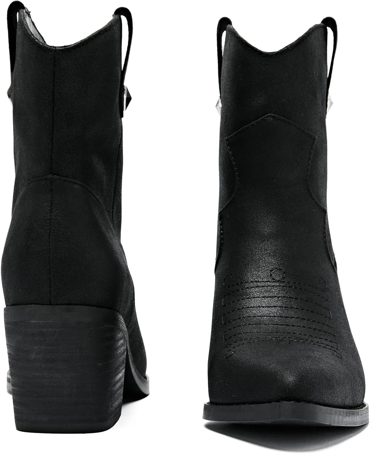 Women's Cowboy Ankle Boots Western Cowgirl Chunky Heeled Booties Classic Casual Comfortable Low Mid Heel Short Boots for Women.