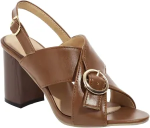 Womens Cross Strap Sandals Chunky Heel Fashion Metal Buckle Fish Mouth Open Toe Thick High Heel Shoes Summer Solid Color Block Heel Shoes