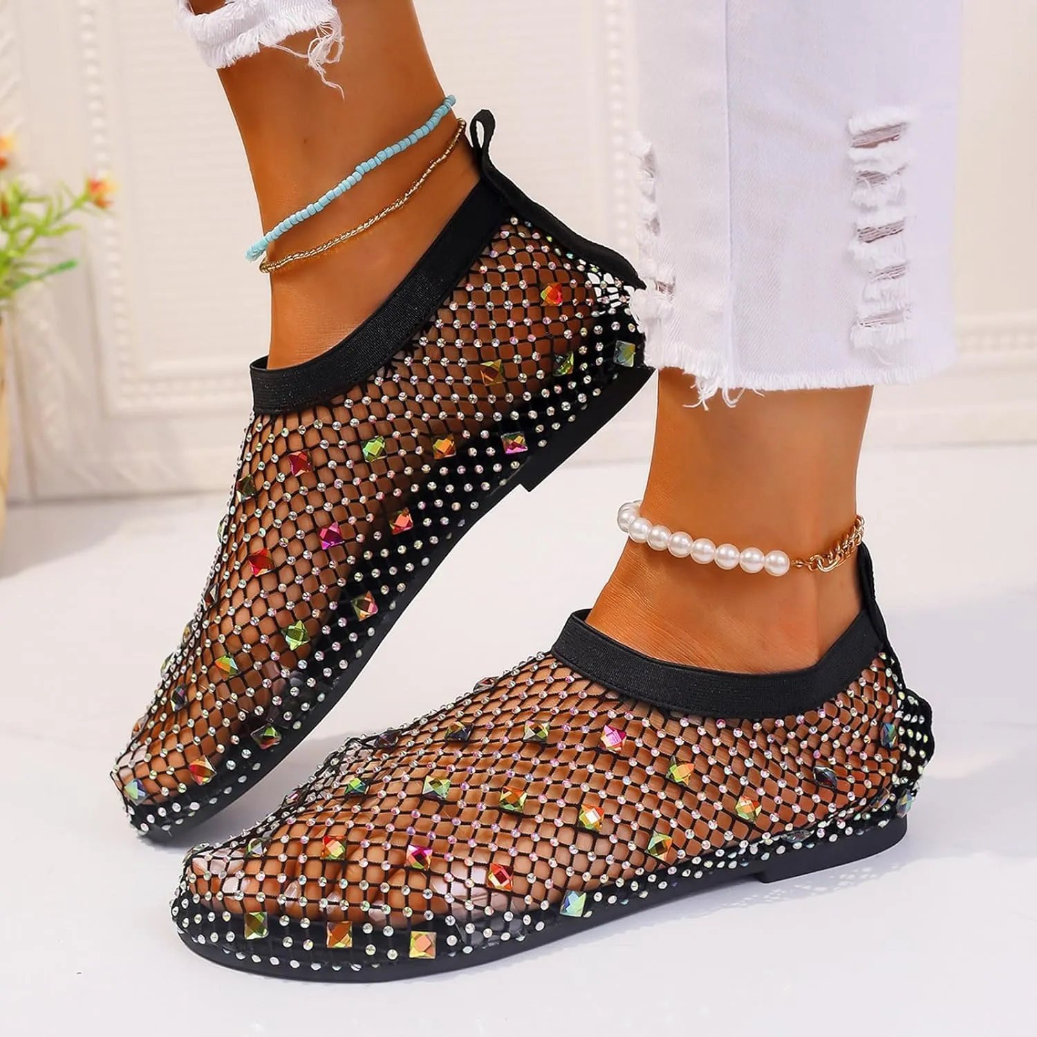 Women's Elastic Ankle Strap Flat Sandals Adjustable Casual Fisherman Cool Shoes Versatile Sandals for Women