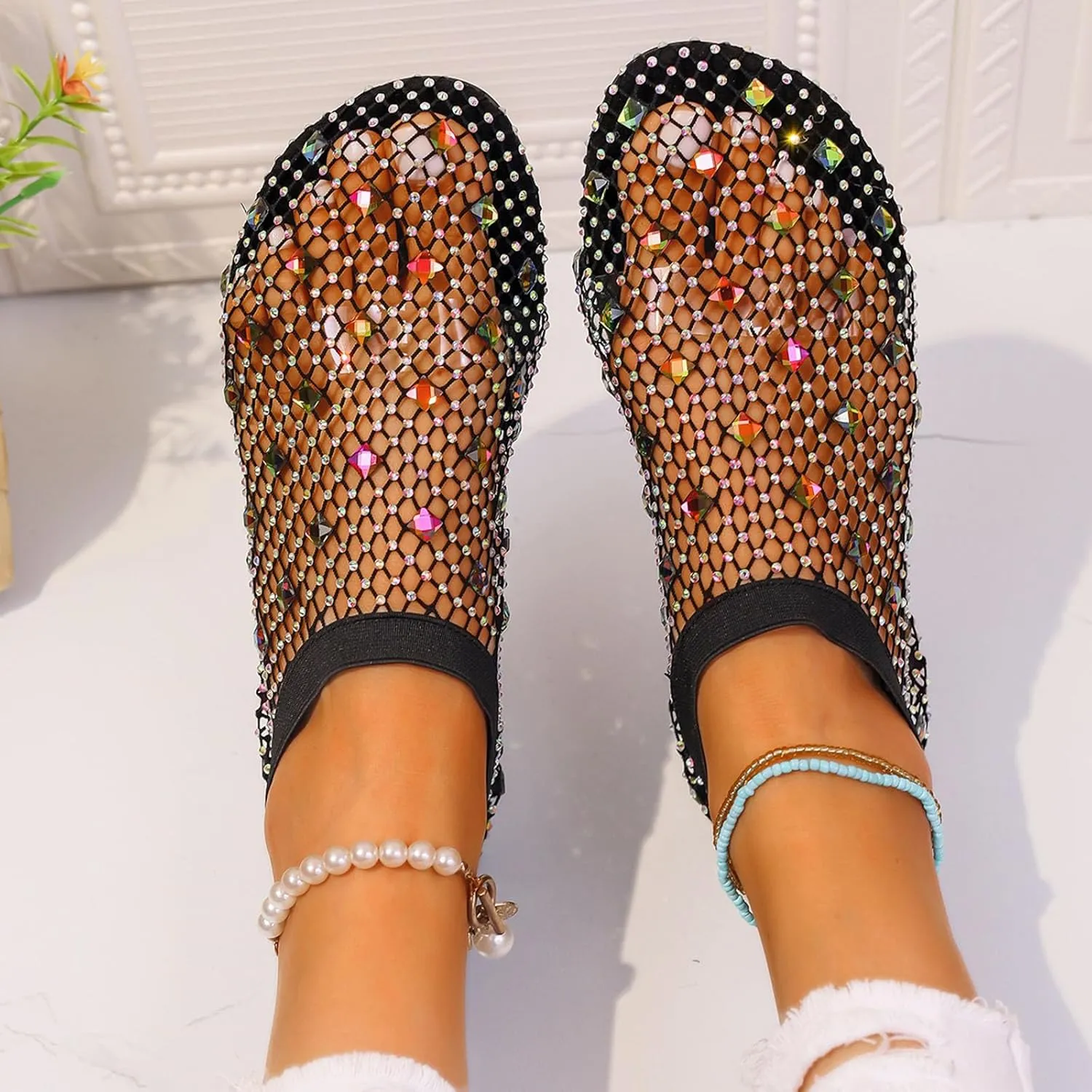 Women's Elastic Ankle Strap Flat Sandals Adjustable Casual Fisherman Cool Shoes Versatile Sandals for Women
