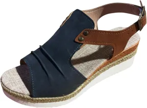 Womens Espadrille Wedge Sandals Open Toe Platform Fish Mouth Ankle Strap Slingback Summer Dress Shoes Bohemia Comfortable