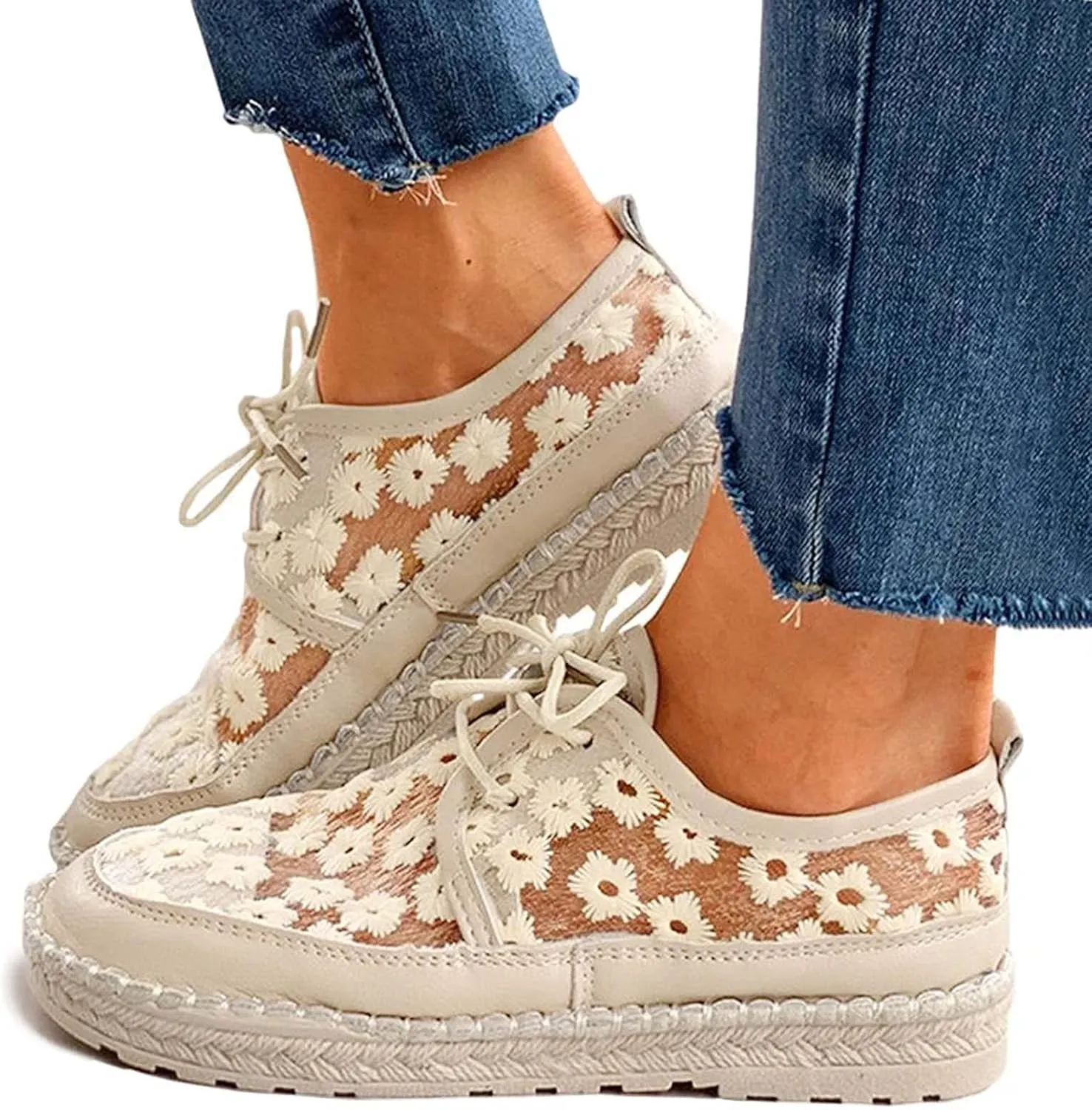Women's Fashion Canvas Sneakers Mesh Knitted Upper Low Cut Casual Shoes Women's Fashion Sneakers Dressy Floral Embroidery Breathable Sheer Mesh Sneakers Platform Wedge Sneakers Casual Walking Shoes
