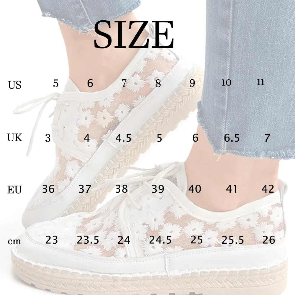 Women's Fashion Canvas Sneakers Mesh Knitted Upper Low Cut Casual Shoes Women's Fashion Sneakers Dressy Floral Embroidery