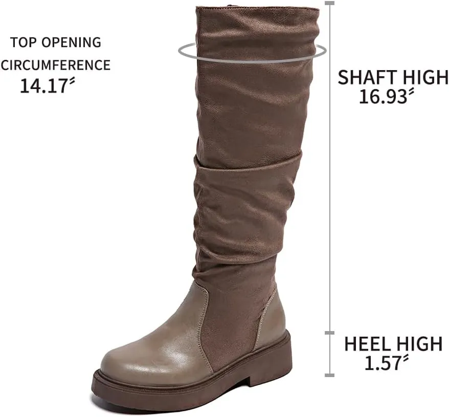 Women's Fashionable Chunky Heel Riding Boots with Side Zipper -Durable & Stylish