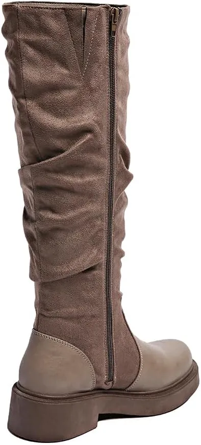 Women's Fashionable Chunky Heel Riding Boots with Side Zipper -Durable & Stylish