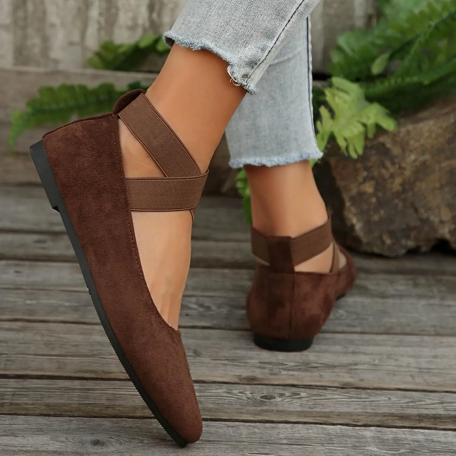 Womens Flats Comfortable Dressy Sandals Women's Dress Flats Ballet Low Wedge Round Toe Ankle Strap Casual Shoes