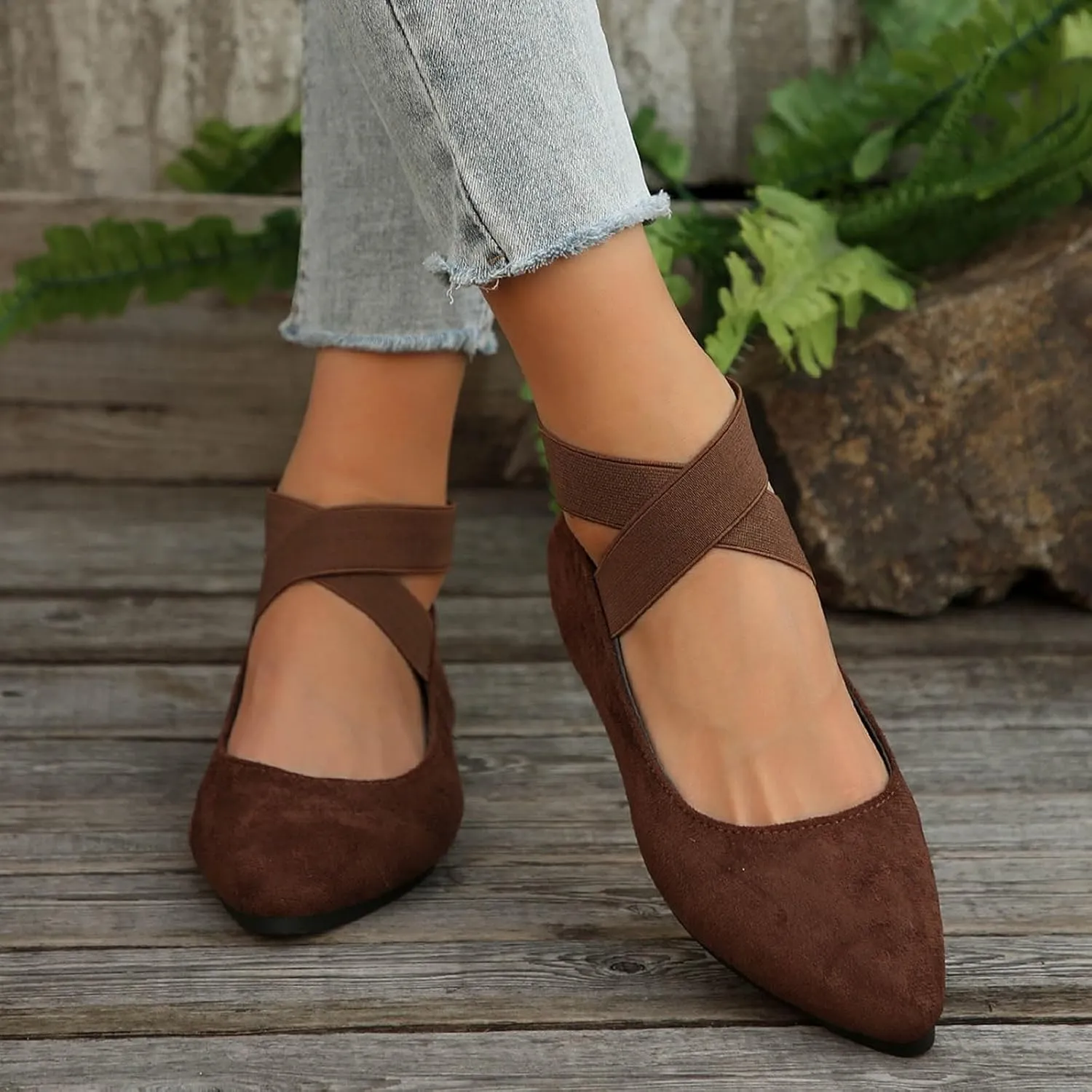 Womens Flats Comfortable Dressy Sandals Women's Dress Flats Ballet Low Wedge Round Toe Ankle Strap Casual Shoes