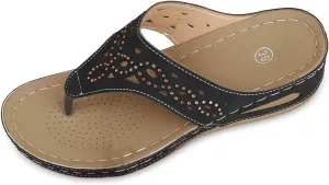 Womens Flip Flops Dressy Wedge Sandals Arch Support Silppers Comfortable Walking Shoes Summer Casual Flip Flops