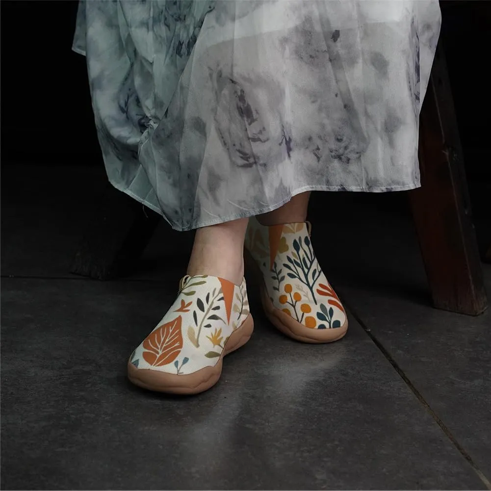 Women's Floral Art Painted Shoes Knitted Slip On Loafers Comfort Walking Sneakers