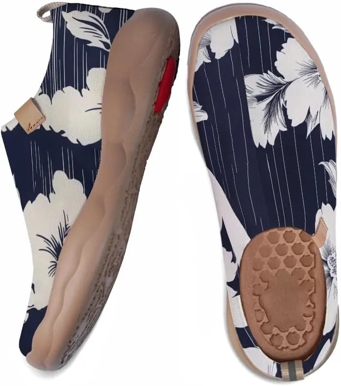 Women's Floral Art Painted Shoes Knitted Slip On Loafers Comfort Walking Sneakers