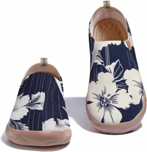 Women's Floral Art Painted Shoes Knitted Slip On Loafers Comfort Walking Sneakers