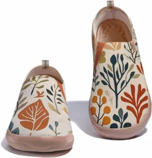Women's Floral Art Painted Shoes Knitted Slip On Loafers Comfort Walking Sneakers