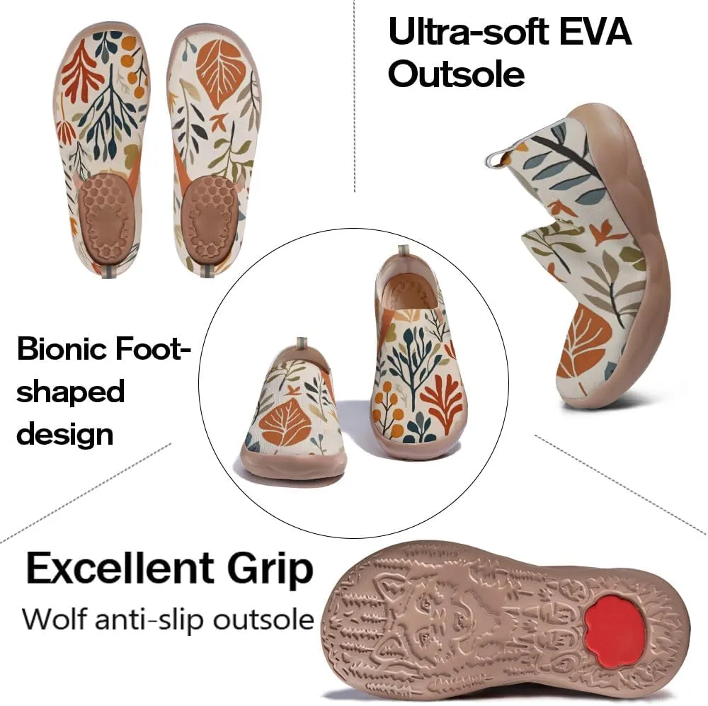 Women's Floral Art Painted Shoes Knitted Slip On Loafers Comfort Walking Sneakers