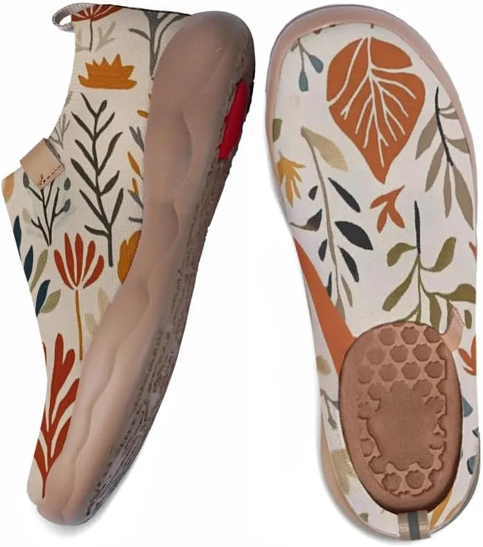 Women's Floral Art Painted Shoes Knitted Slip On Loafers Comfort Walking Sneakers