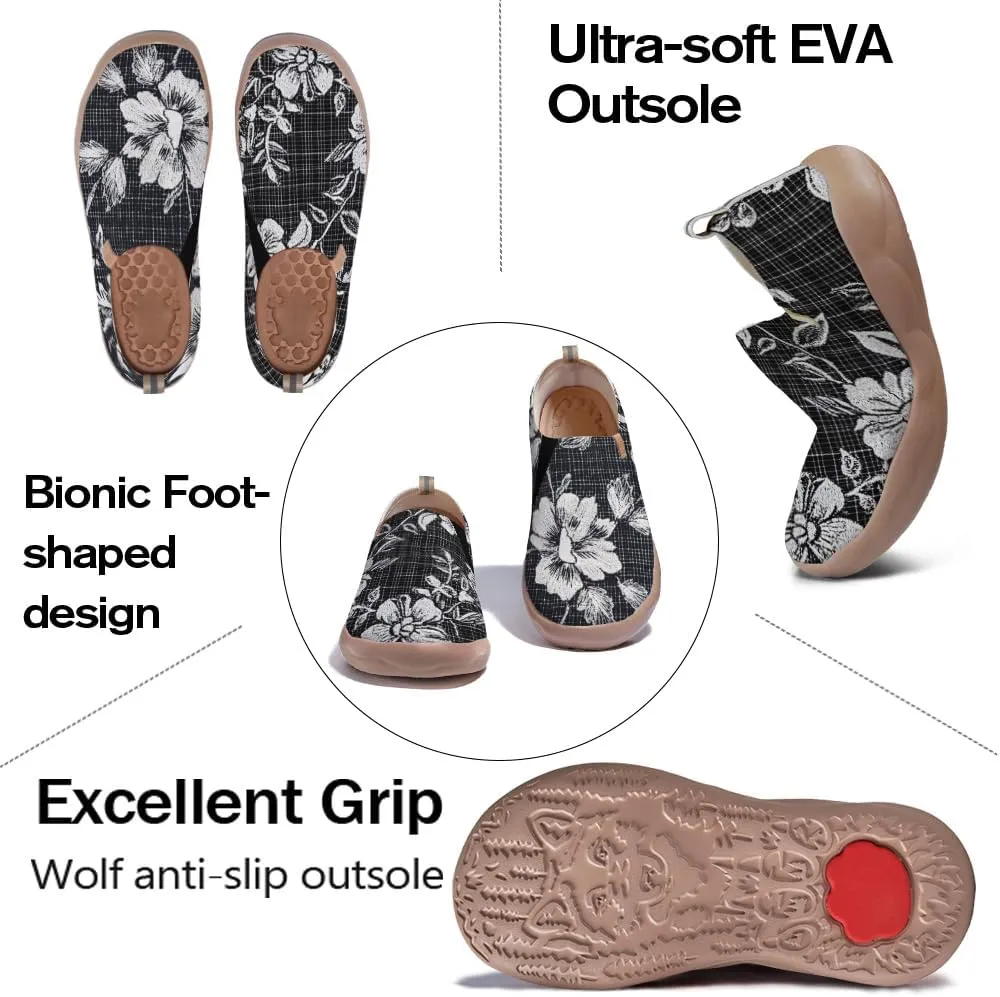 Women's Floral Art Painted Shoes Knitted Slip On Loafers Comfort Walking Sneakers