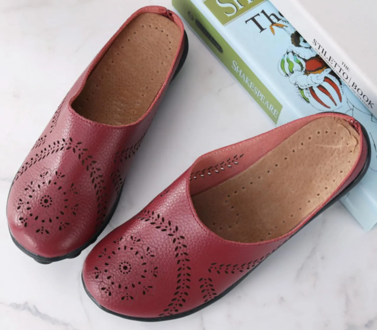 Women's Floral Casual Fashion Flat Mules Hollowed Out