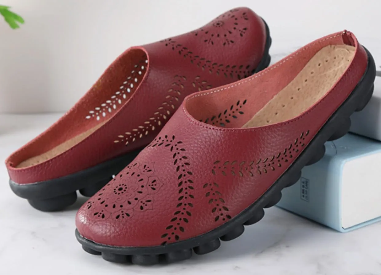 Women's Floral Casual Fashion Flat Mules Hollowed Out