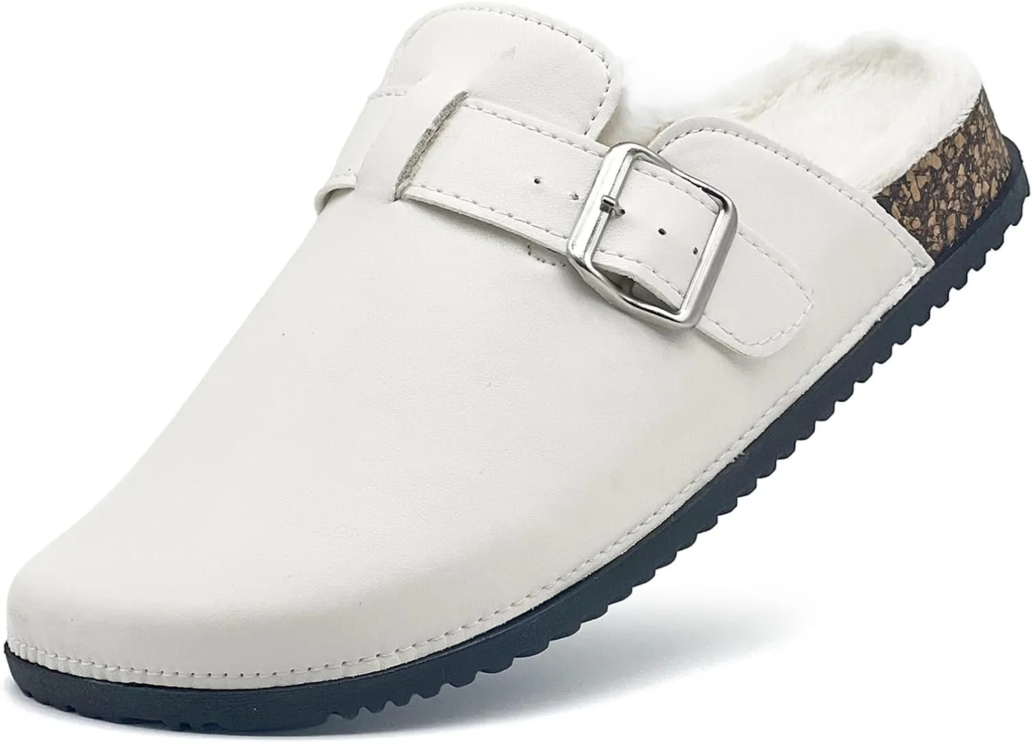 Womens Fuzzy Platform Clogs Men’s Cork Footbed Mules Clog Slip On Fur Lined Potato Shoes Classic Comfort Nursing Clogs