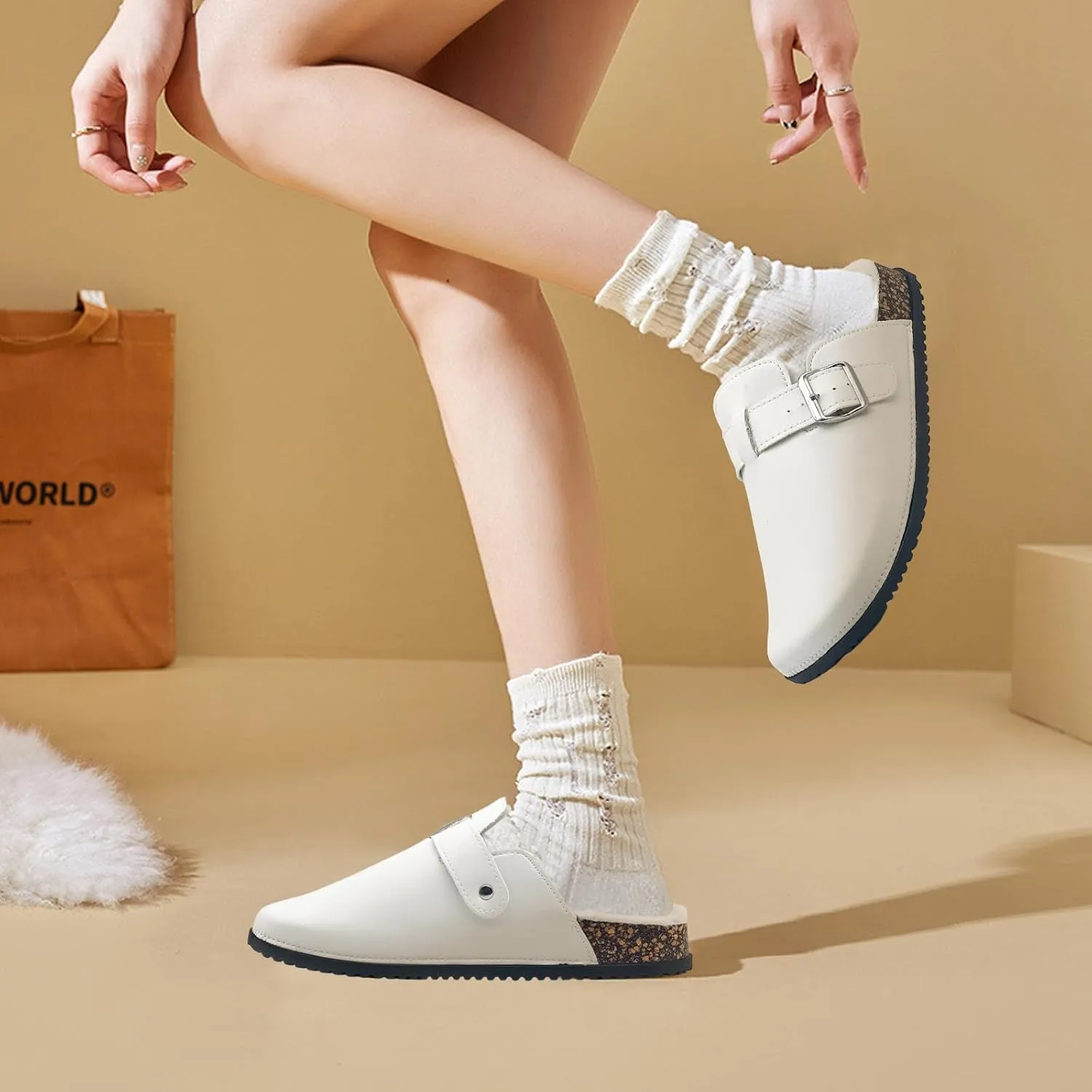 Womens Fuzzy Platform Clogs Men’s Cork Footbed Mules Clog Slip On Fur Lined Potato Shoes Classic Comfort Nursing Clogs