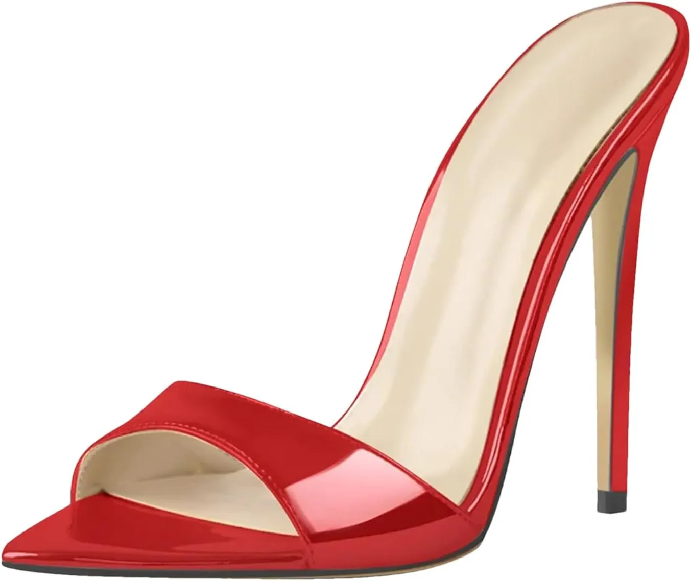 Women's Gold Peep Toe Mules, Thin High Slip-On Classic Sandals