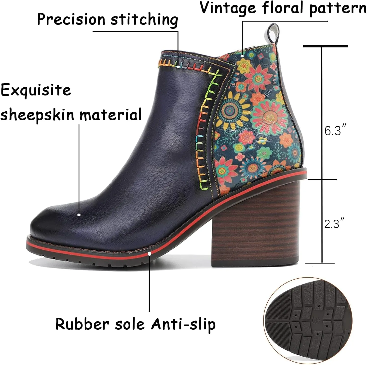 Women's Handmade Retro Lambskin High Heel Boots, Colorful Painting, Metallic Style - Fashion, Comfortable, Durable, Unique Minority Style