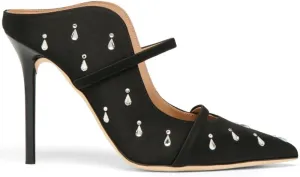 Women's High Heel Mules Satin Stiletto Pointed Toe Sandals Strap Slides High Heels Fashion Dress Shoes For Ladies Wedding Party