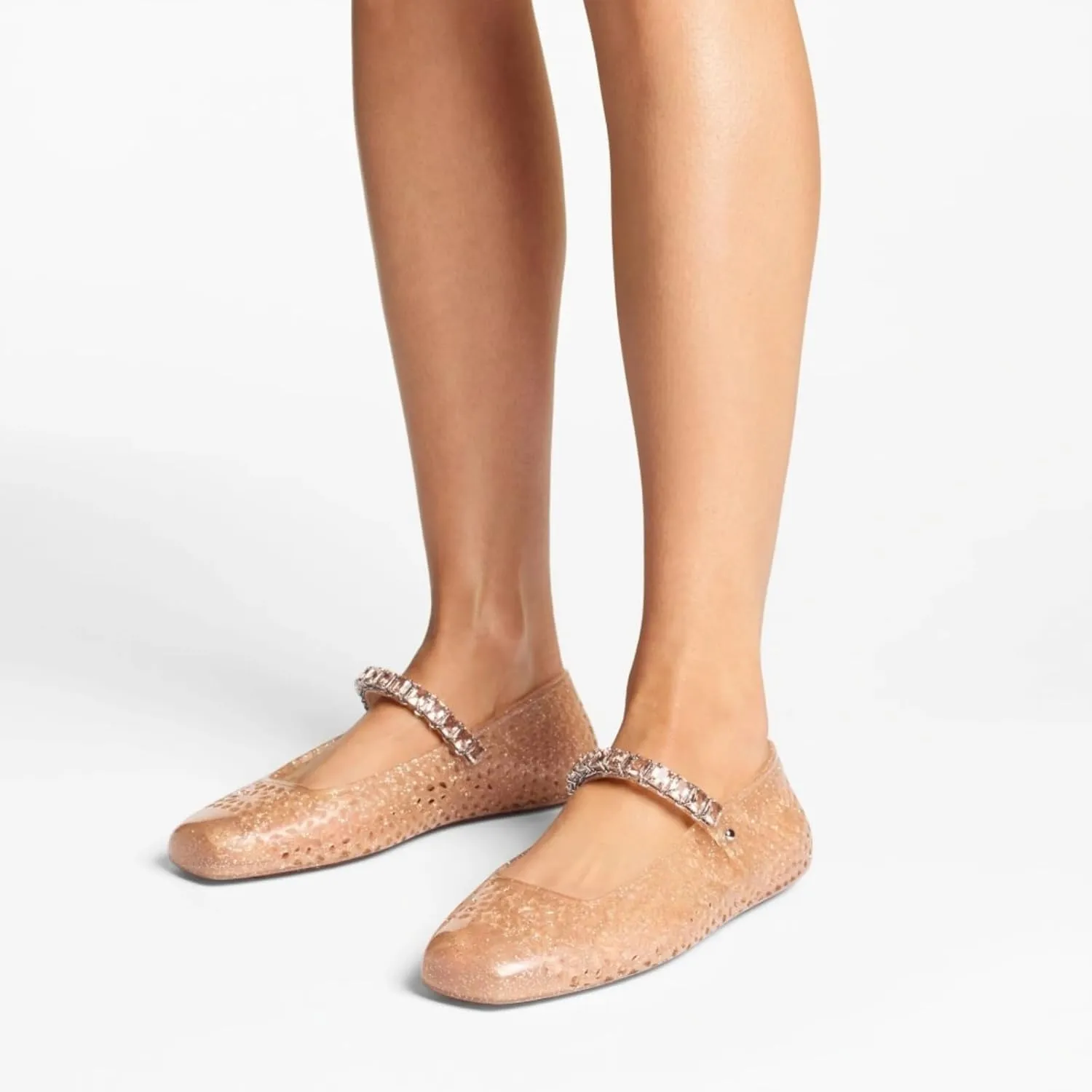 Womens Jelly Sandals Crystal Strap Jelly Flats Comfortable Clear Sandals for Summer, Casual Dress Shoes
