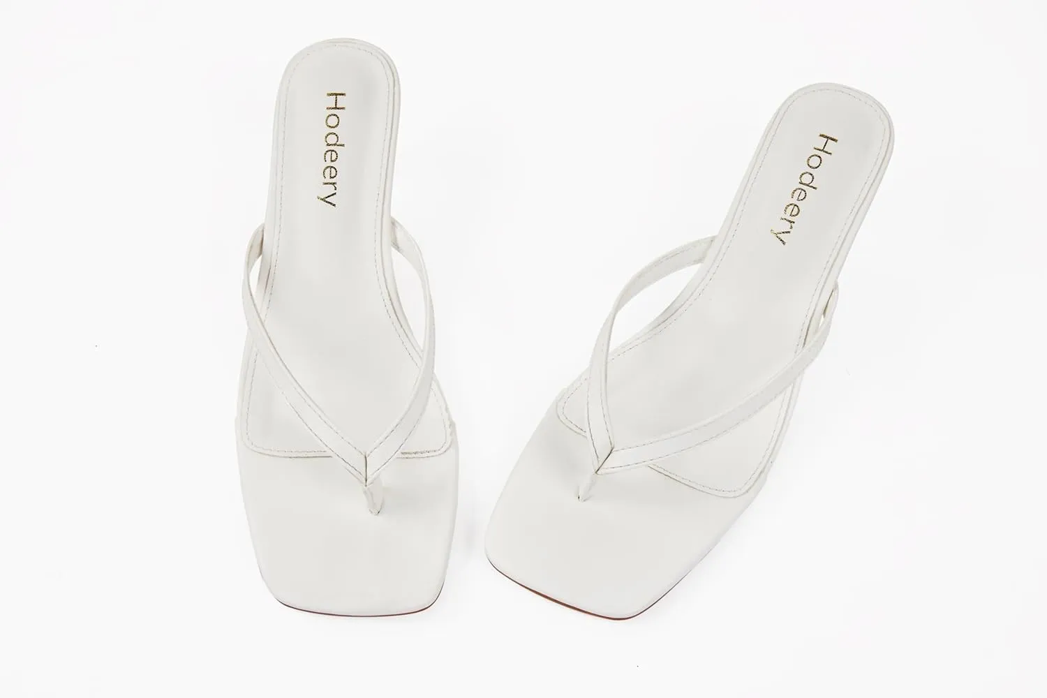 Women's Kitten Heels Thong Sandals Open Square Toe Flip Flop Low Heels 2.5 Inch Slip On Sexy Women Dressy Slide Shoes for Casual