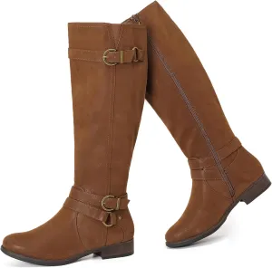 Women's Knee High Boots - Stylish and Comfortable Round Toe Tall Riding Combat Boots with Side Zipper Closure for Fall and Winter Wear For Women