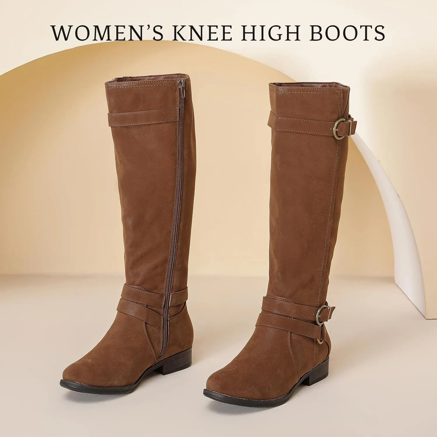 Women's Knee High Boots - Stylish and Comfortable Round Toe Tall Riding Combat Boots with Side Zipper Closure for Fall and Winter Wear For Women