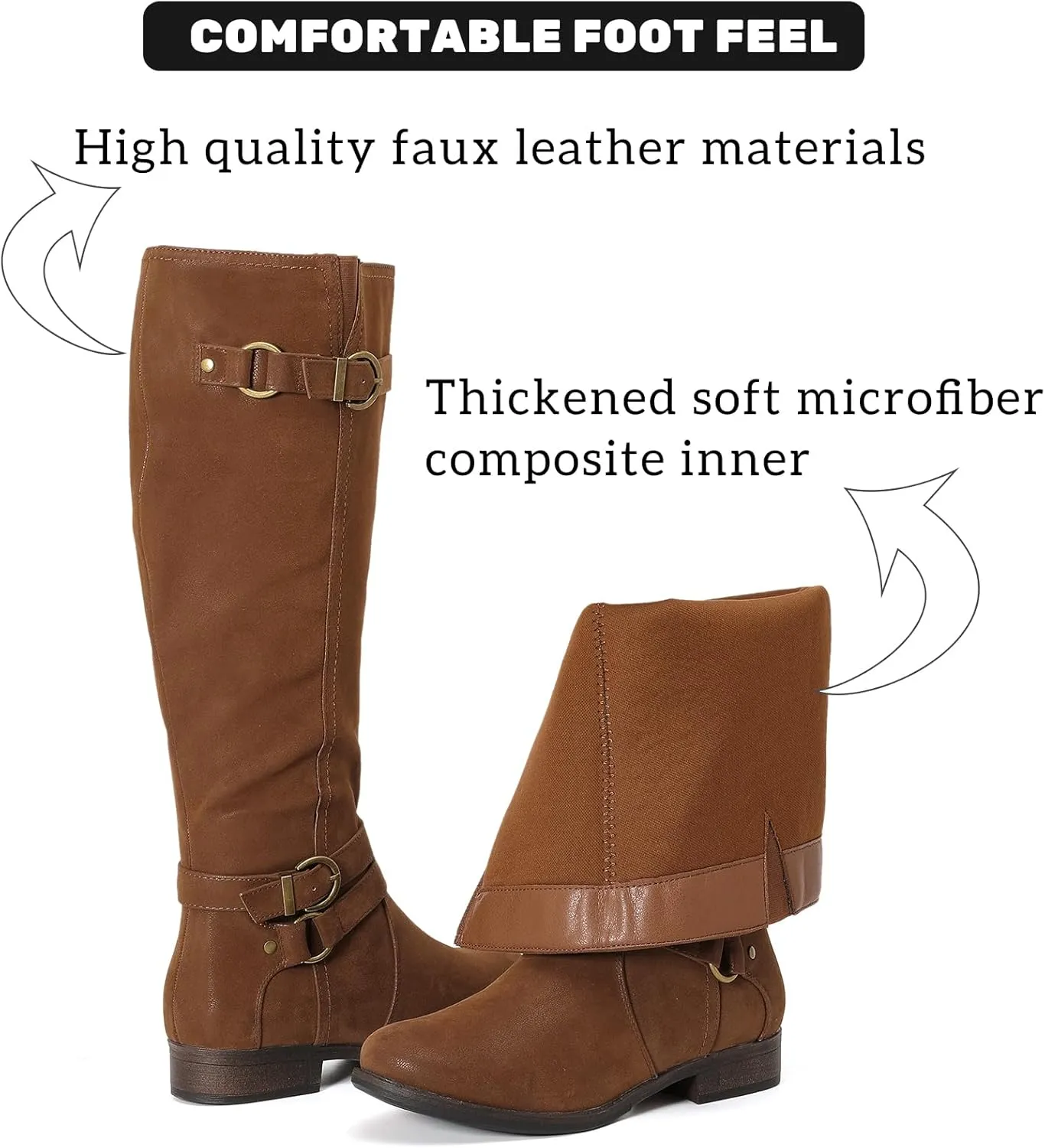 Women's Knee High Boots - Stylish and Comfortable Round Toe Tall Riding Combat Boots with Side Zipper Closure for Fall and Winter Wear For Women