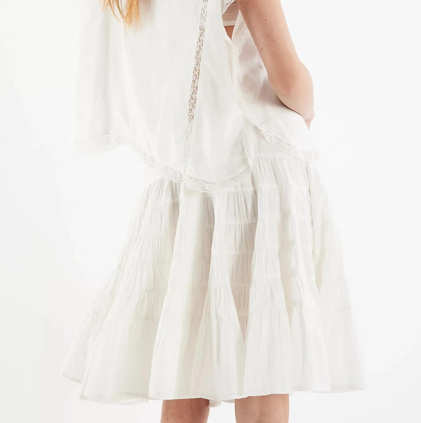 Womens Knee Length Skirts Boho Y2k Going Out Streetwear Lace Teen Girls Flowy Pleated A Line Short Layered Skirt