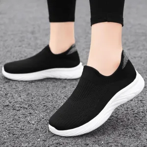Women's Knit Slip-On Athletic Shoes - Lightweight Breathable Sneakers Cushioned Comfort Sock Shoes, Slip on Walking Shoes for Running, Gym, Tennis, Workout, Travel and Casual Wear