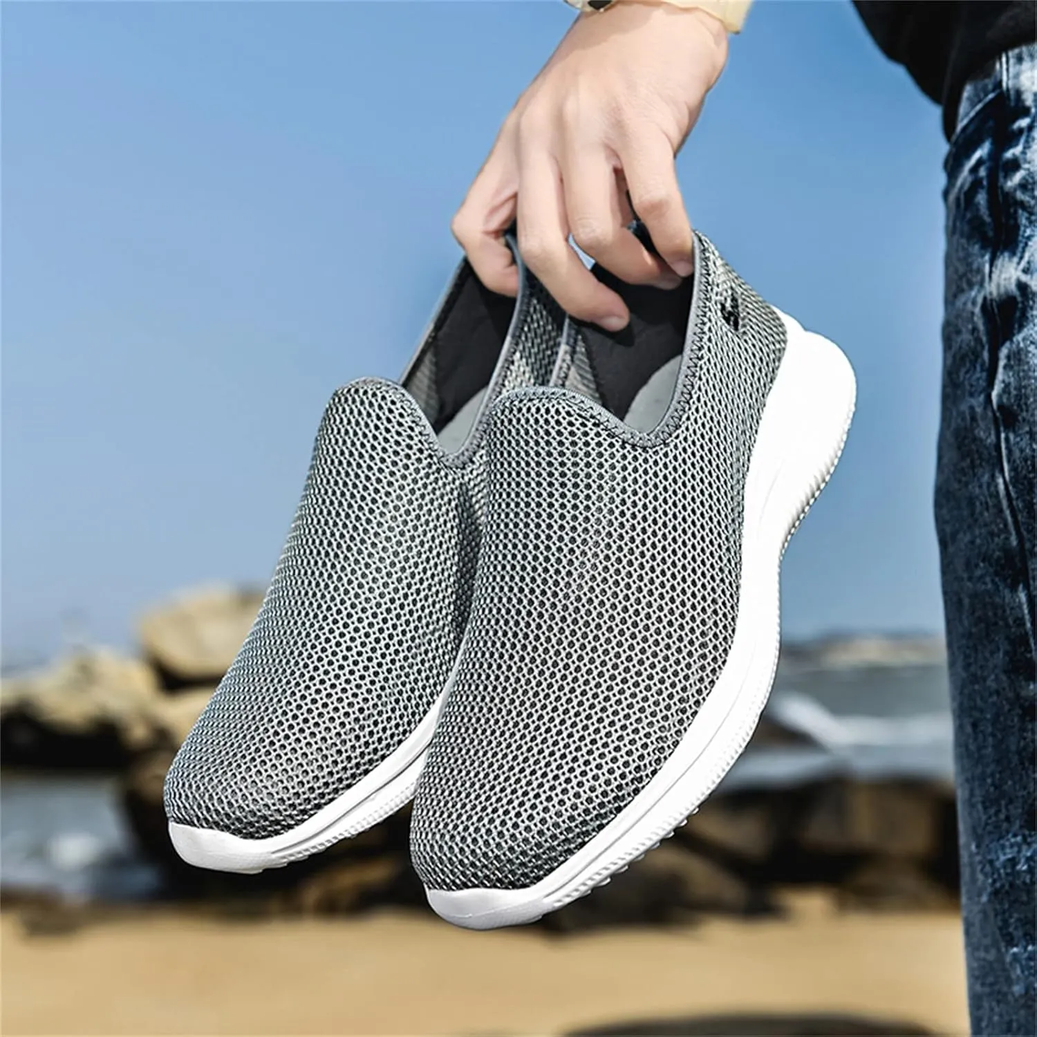Womens Ladies Walking Running Shoes Slip On Lightweight Mens Running Shoes Mesh Women Casual Shoes Walking Sneakers Brown Tennis Shoe Casual Loafers