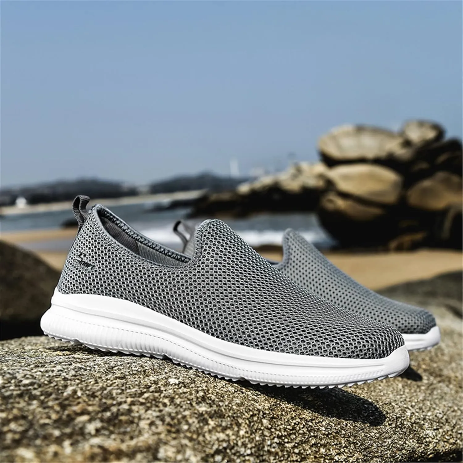 Womens Ladies Walking Running Shoes Slip On Lightweight Mens Running Shoes Mesh Women Casual Shoes Walking Sneakers Brown Tennis Shoe Casual Loafers