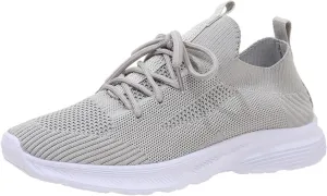Womens Lightweight Breathable Flat Shoes Stylish Spand Summer Pumps Fashionable Woven Mesh Sports Sneakers Comfortable Red Flats (4 UK Gray)