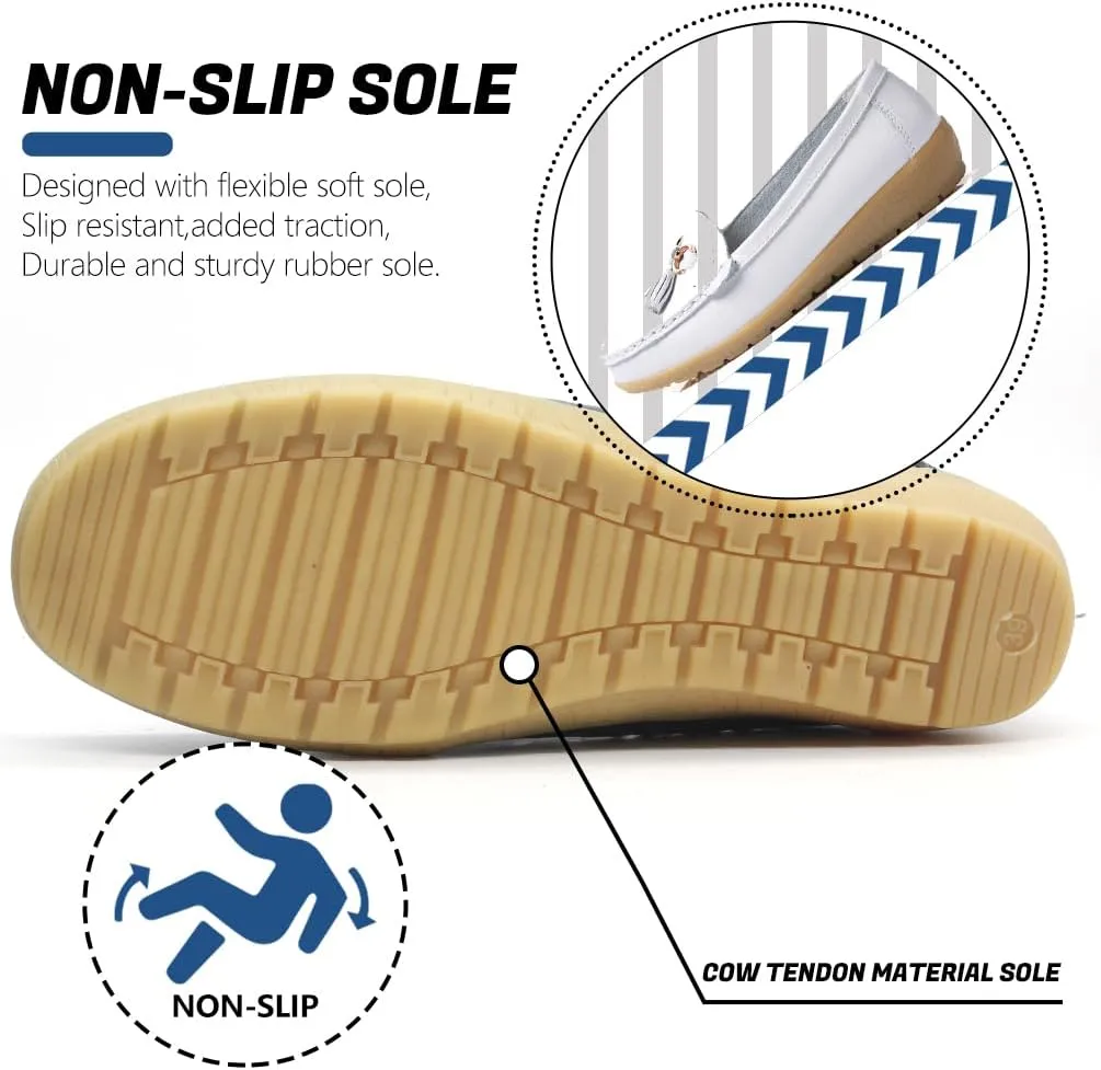 Women's Loafers Slip On Moccasins Casual Round Toe Soft Leather Lightweight Flats Driving Shoes Comfort Walking Shoes