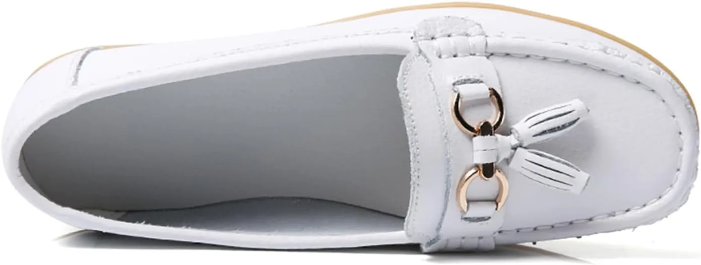 Women's Loafers Slip On Moccasins Casual Round Toe Soft Leather Lightweight Flats Driving Shoes Comfort Walking Shoes