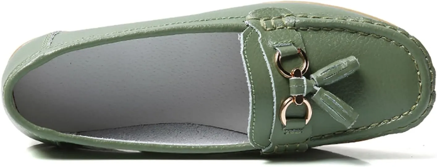 Women's Loafers Slip On Moccasins Casual Round Toe Soft Leather Lightweight Flats Driving Shoes Comfort Walking Shoes