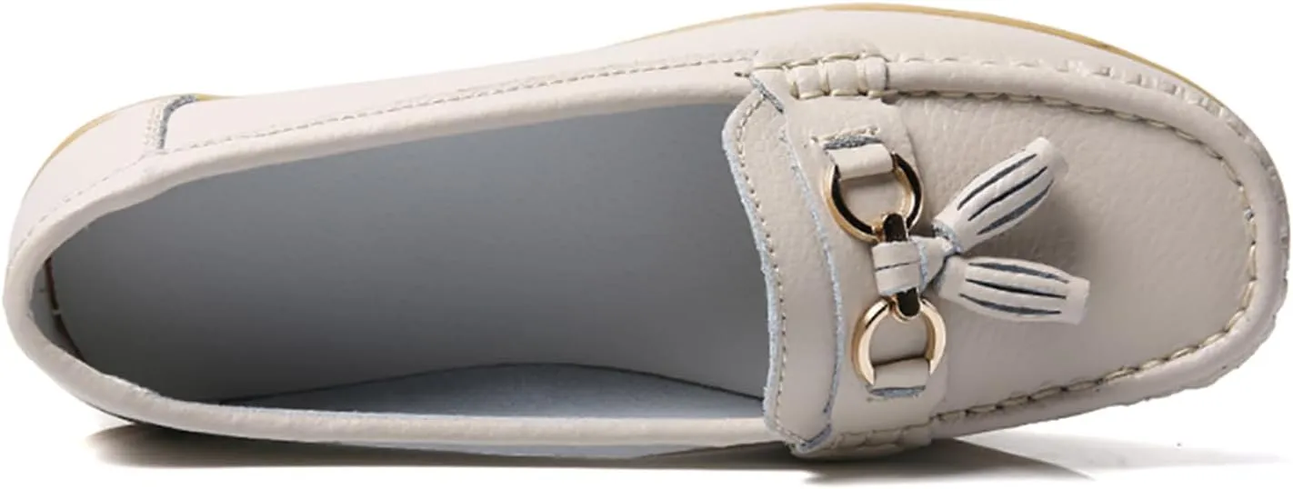 Women's Loafers Slip On Moccasins Casual Round Toe Soft Leather Lightweight Flats Driving Shoes Comfort Walking Shoes