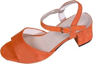 Women's Low Block Heels for Women Fishmouth Ankle Strap Chunky Heel Sandals Satin Ballroom Latin Salsa Dance Shoes