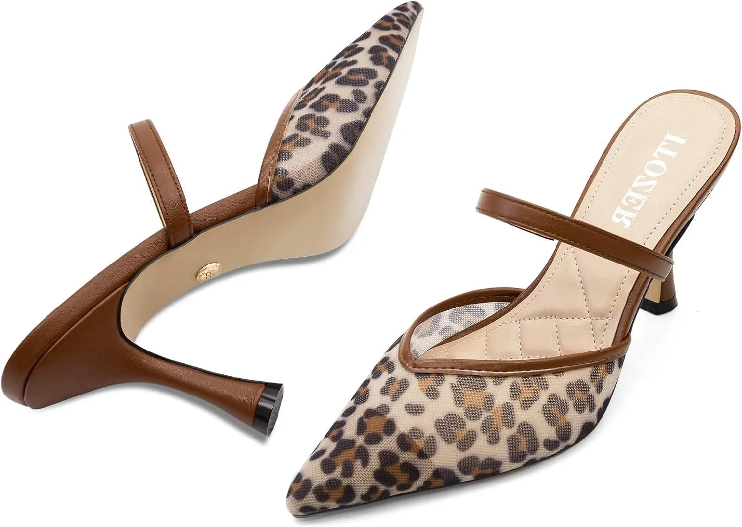 Women's Mesh Mule Heels for Women Close Pointed Toe High Heels Pumps Womens Heeled Sandals
