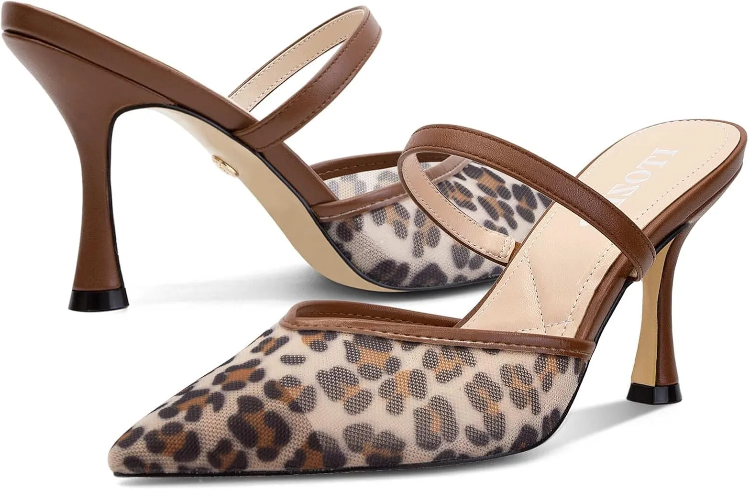 Women's Mesh Mule Heels for Women Close Pointed Toe High Heels Pumps Womens Heeled Sandals