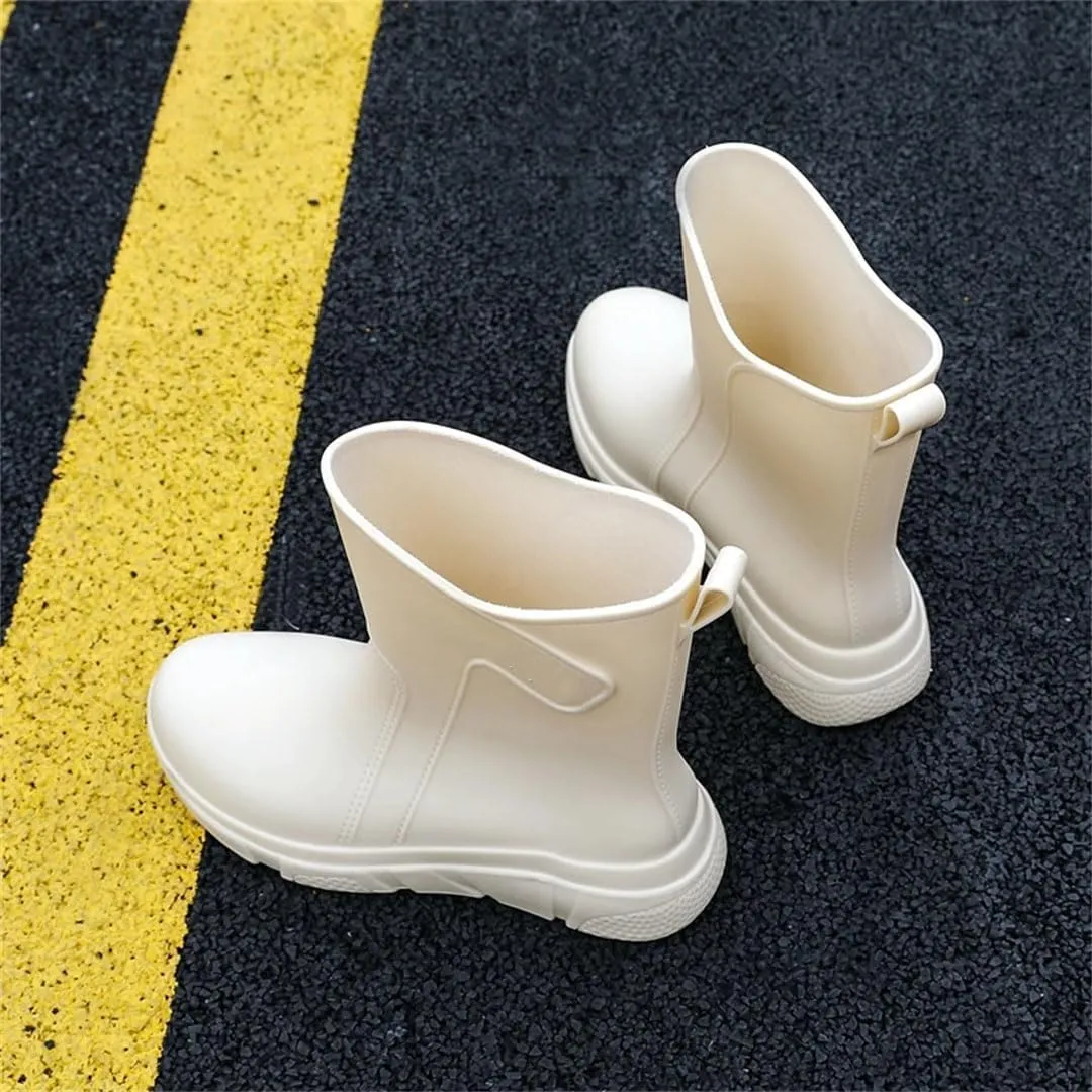 Women's Mid-Calf Rain Boots Work Rubber Shoes Outdoor Fishing Non-Slip Four Rainy Day Outdoor Wea