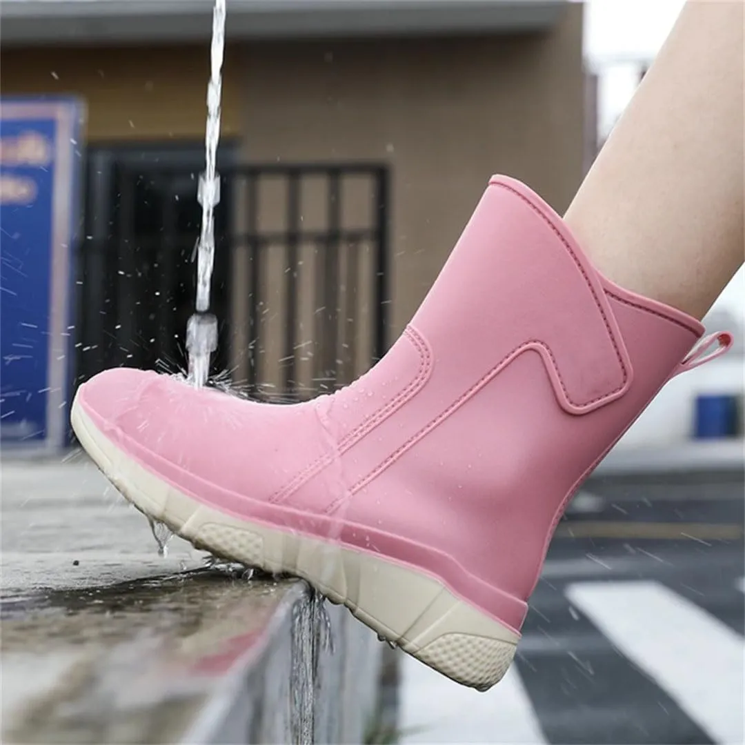 Women's Mid-Calf Rain Boots Work Rubber Shoes Outdoor Fishing Non-Slip Four Rainy Day Outdoor Wea