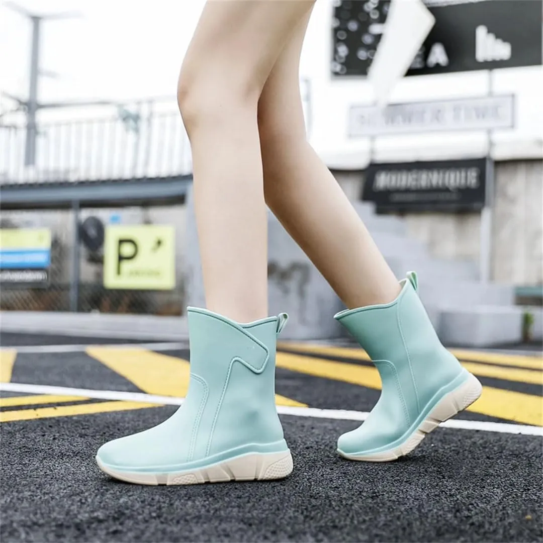 Women's Mid-Calf Rain Boots Work Rubber Shoes Outdoor Fishing Non-Slip Four Rainy Day Outdoor Wea