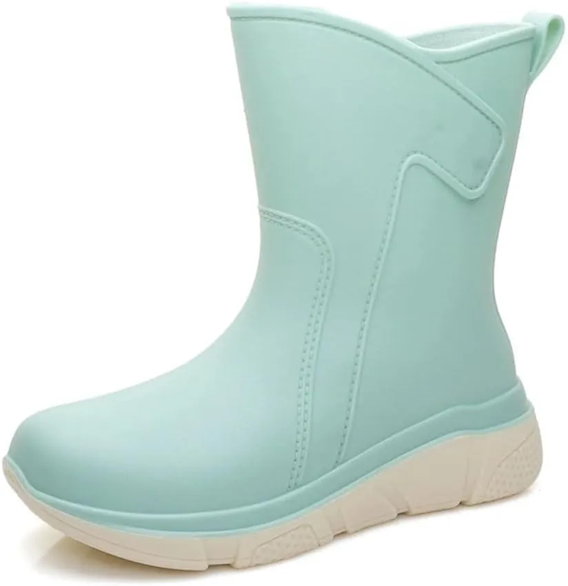 Women's Mid-Calf Rain Boots Work Rubber Shoes Outdoor Fishing Non-Slip Four Rainy Day Outdoor Wea