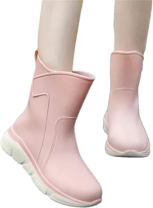 Women's Mid-Calf Rain Boots Work Rubber Shoes Outdoor Fishing Non-Slip Four Rainy Day Outdoor Wea