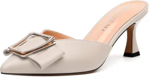 Women's Mules, Buckle Pointed Toe High Heels, Fashion Slide Sandals for Daily Working Dating